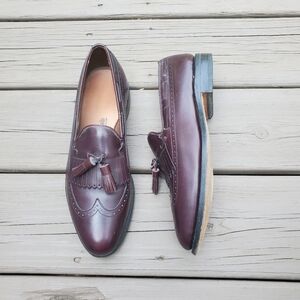 Vintage 80s Allen Edmonds Mansfield Oxblood Leather Kiltie Fringe Tassel Brogue